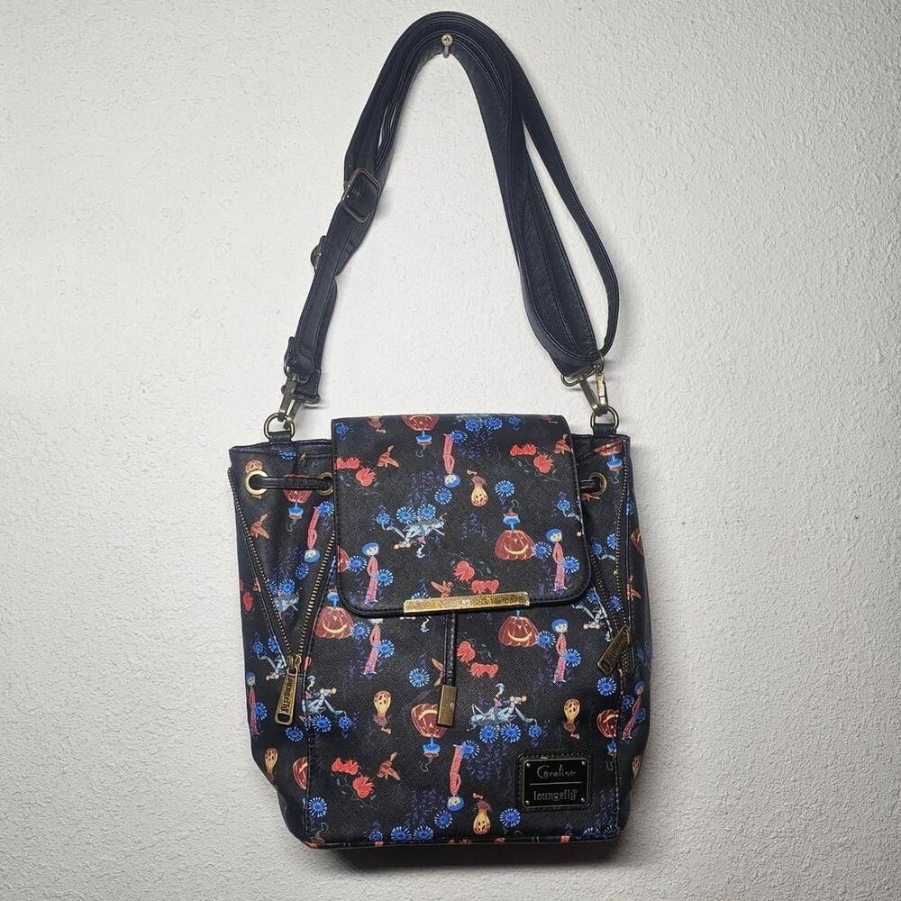 rare htf loungefly coraline backpack crossbody adjustable bag